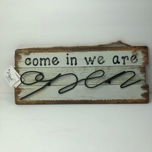 Open/Closed Wood and Wire Hanging Sign